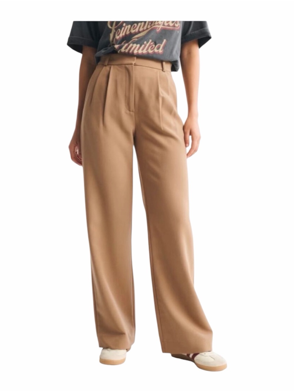 Abercrombie & Fitch A&F Sloan Tailored Wide Leg High Waist Tan Trousers 26 2
